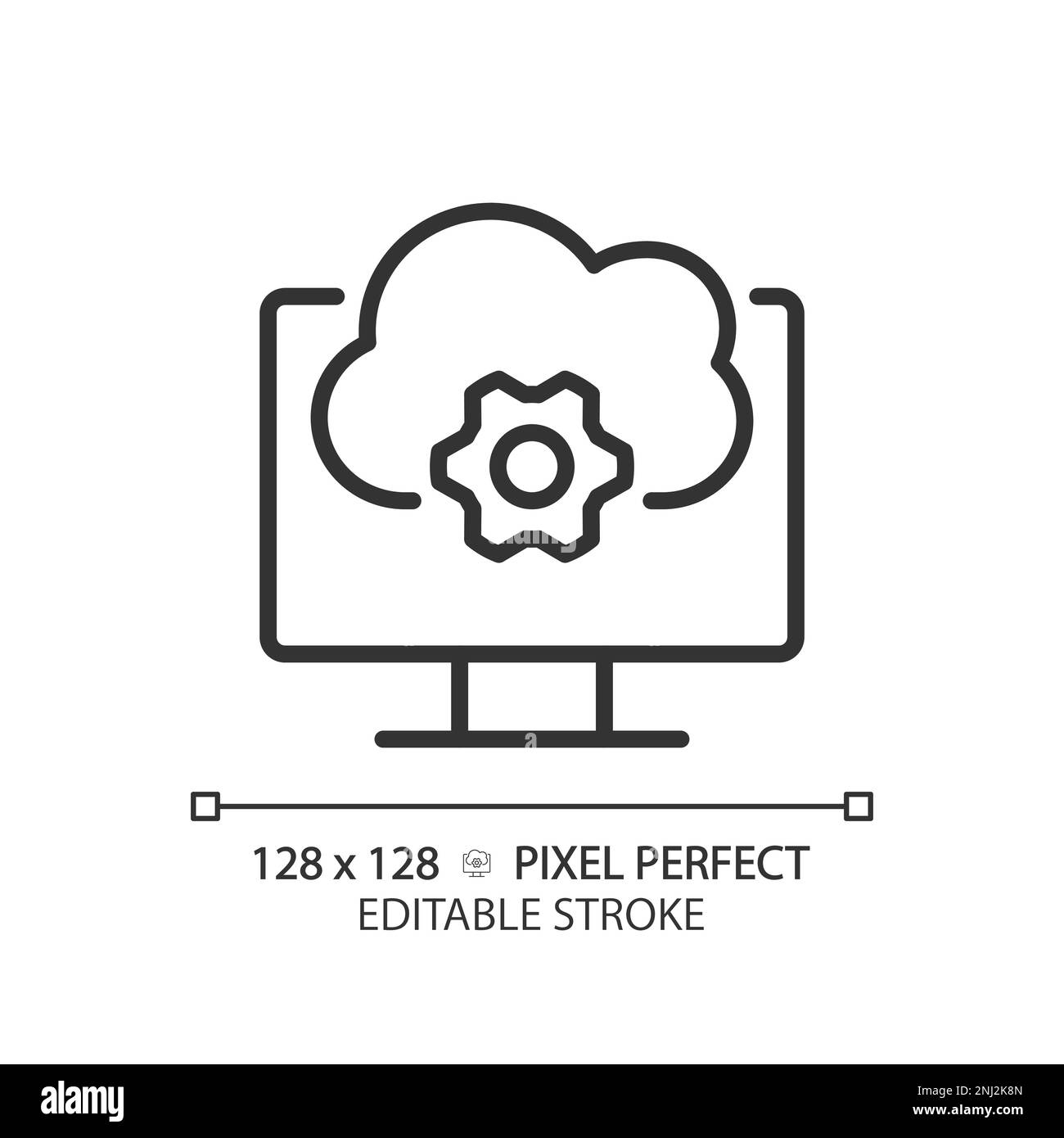 Icona pixel Perfect Linear del software basato su cloud Illustrazione Vettoriale