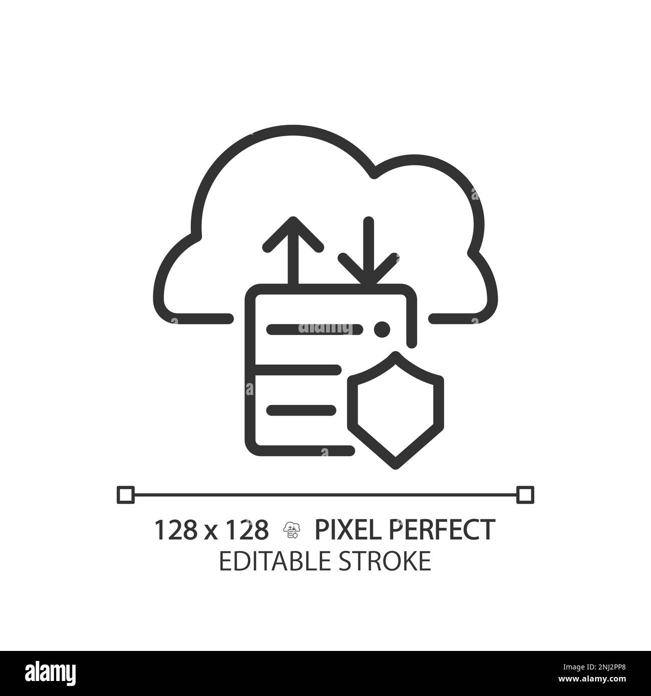Icona Perfect Linear per la migrazione dei dati a pixel cloud Illustrazione Vettoriale