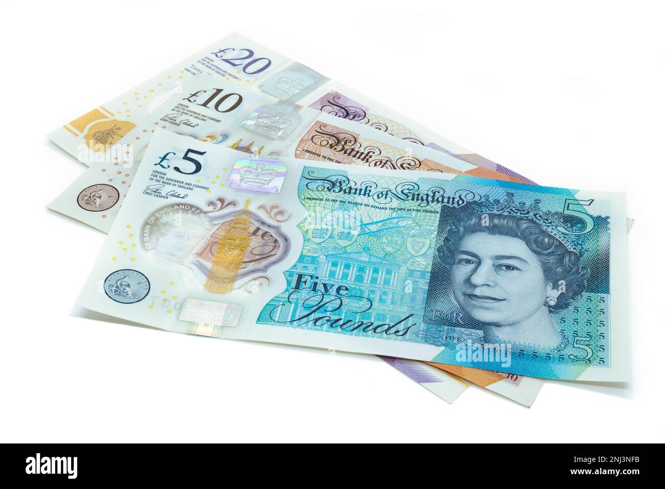Denaro denaro regno unito valuta britannica contanti sterlina sterline banconote UK GB British banconote inglesi Foto Stock