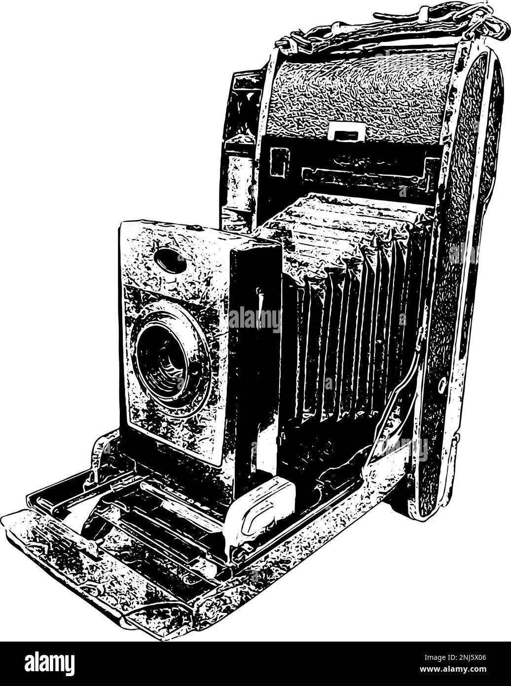 Illustrazione vettoriale della telecamera vintage stile 1960s Illustrazione Vettoriale