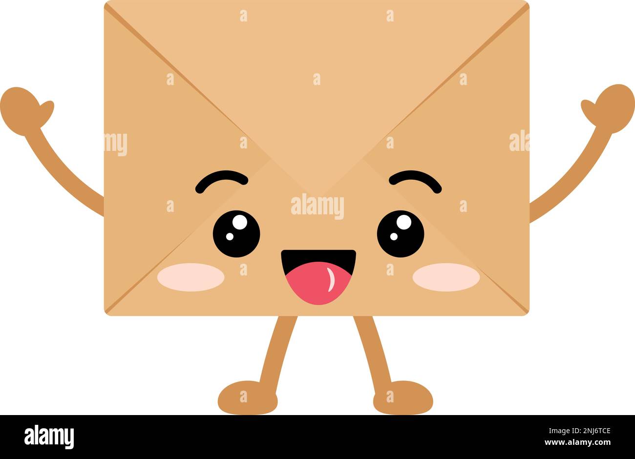 Buste artigianali carino kawaii carattere con braccia e gambe. Illustrazione Vettoriale