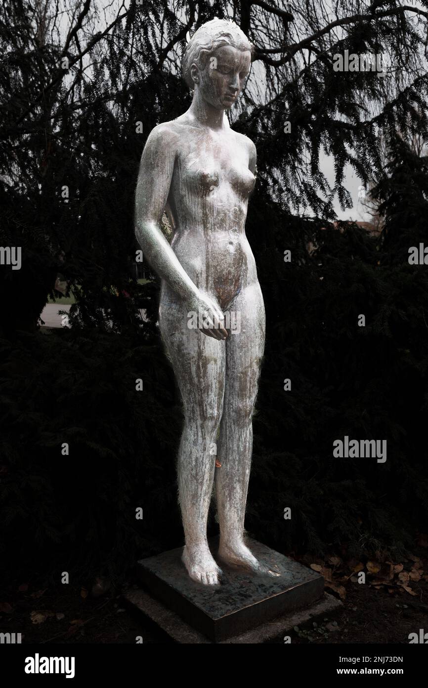 Scultura di meditazione di Carl Albert Angst sul Zürichhorn, Zurigo Foto Stock