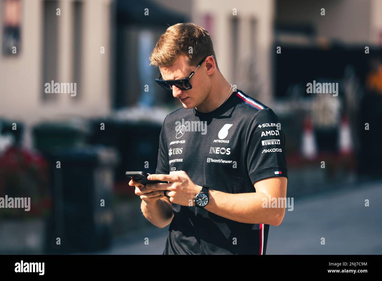 Mick Schumacher (GER) Mercedes AMG F1 pilota di riserva. 22.02.2023. Test di formula 1, Sakhir, Bahrein, preparazioni. Il credito fotografico dovrebbe essere: XPB/immagini dell'Associazione Stampa. Foto Stock
