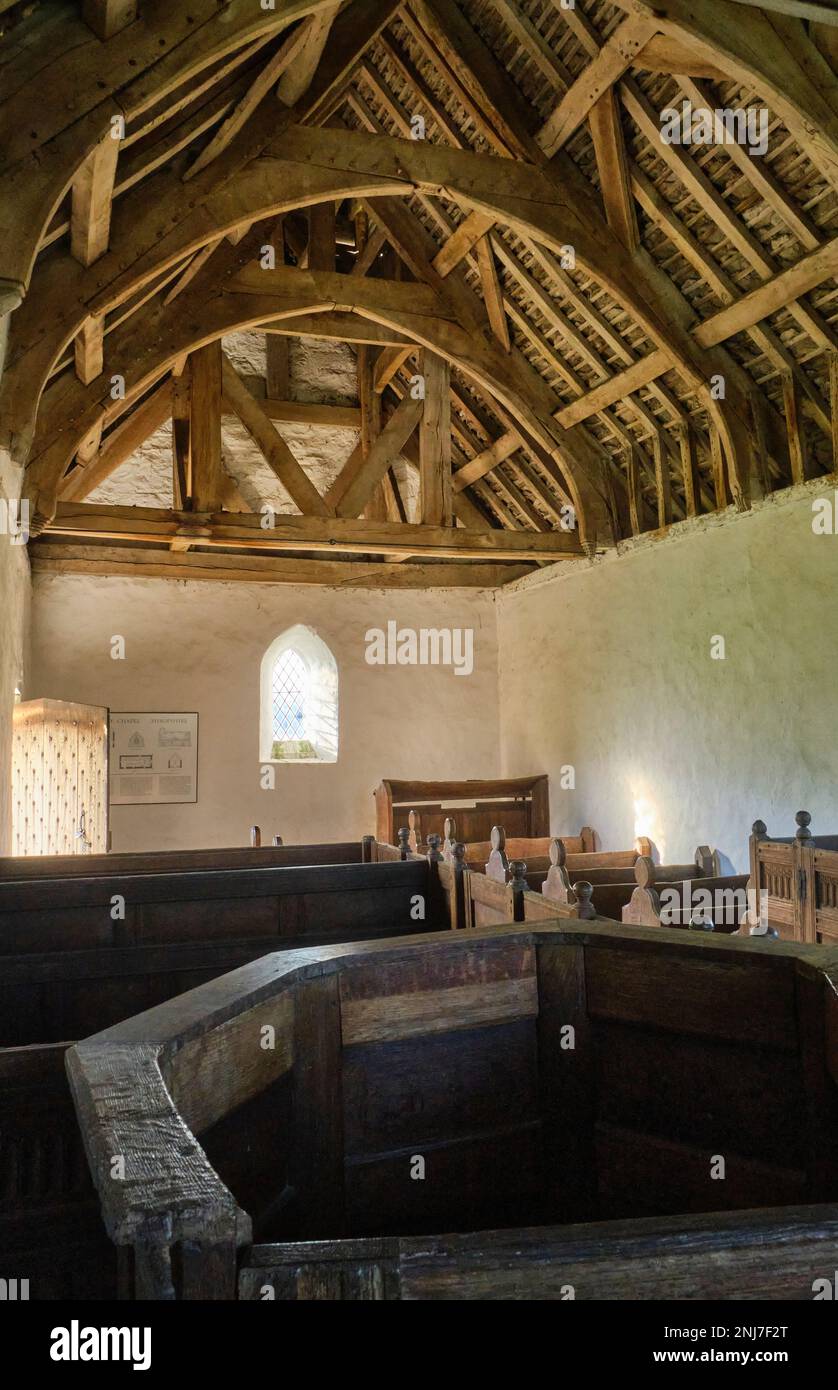 Interno della Langley Chapel, Langley, vicino ad Acton Burnell, Shropshire Foto Stock