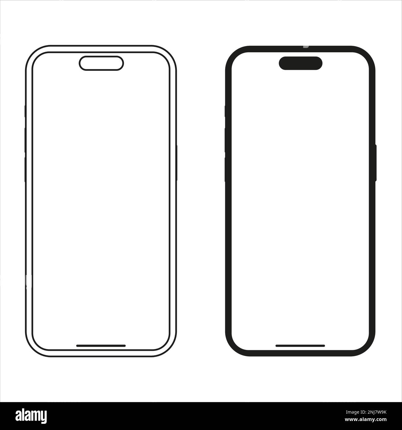 Design Mockup esempio del prossimo Apple iPhone 14 con sfondo bianco e griglia trasparente sfondo generale Illustrazione Vettoriale