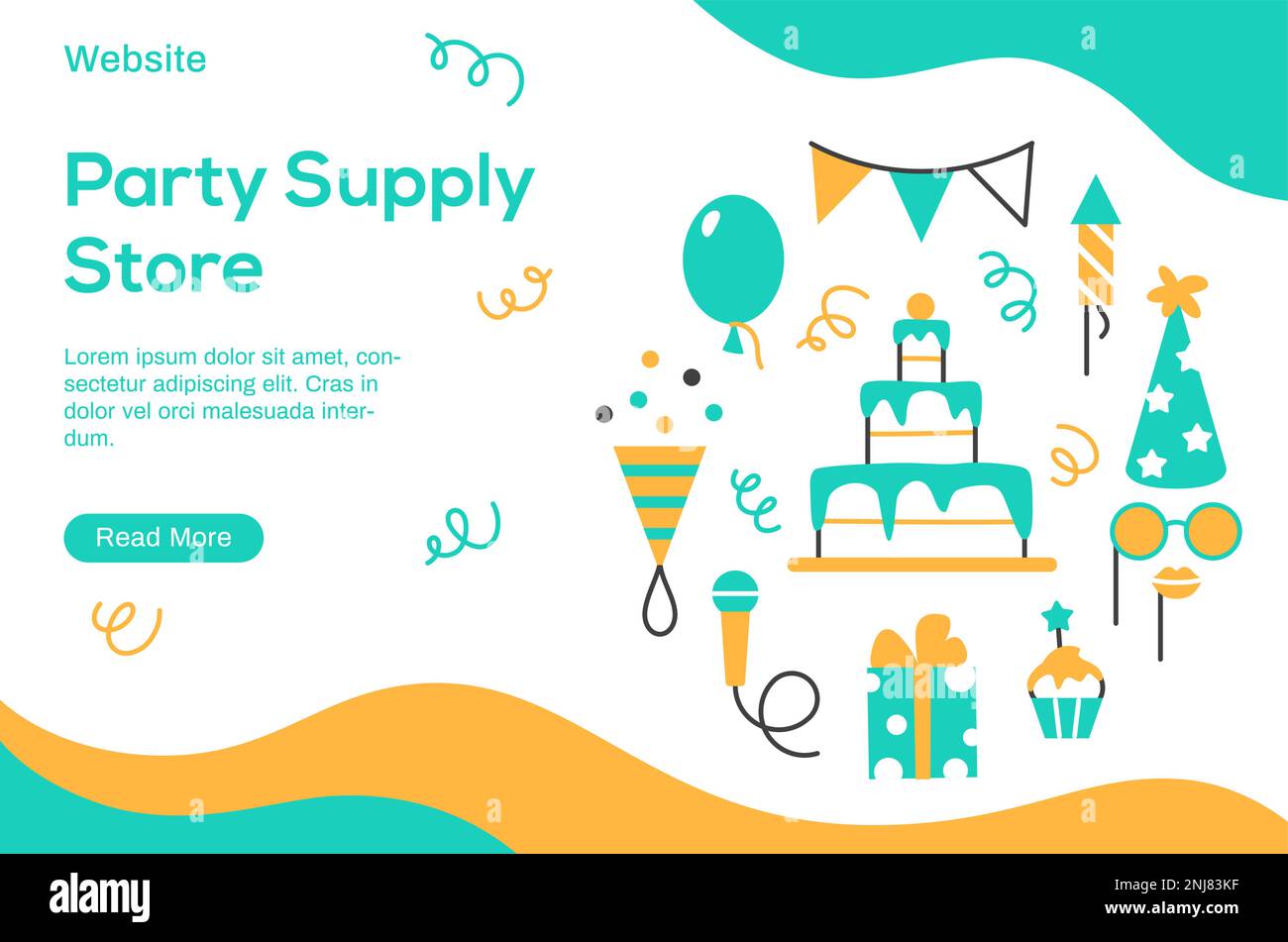 Modello di sito Web del servizio eventi con spazio di testo Illustrazione Vettoriale