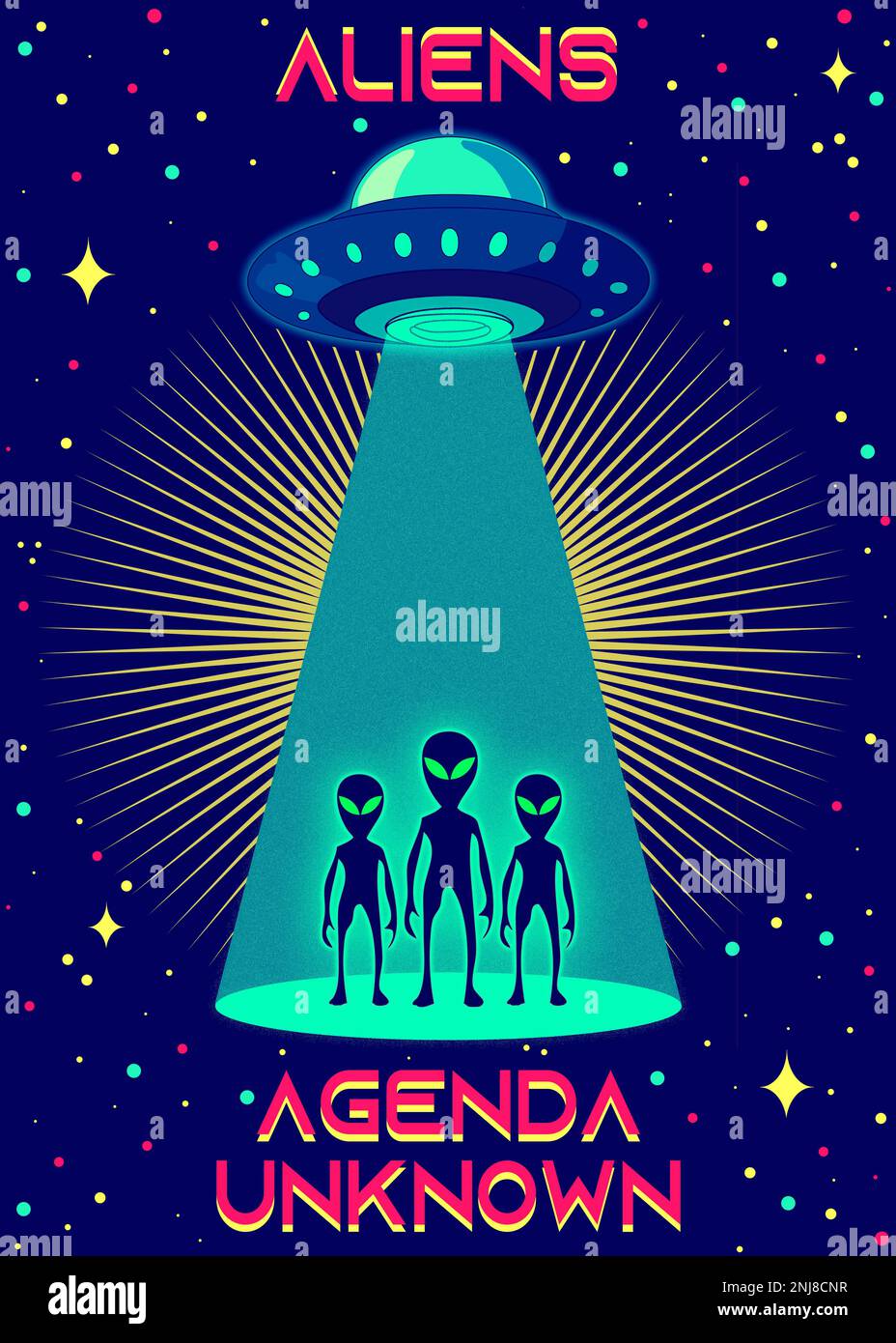 Alieni - Agenda sconosciuta - Ufo Arte del Poster Extra-terrestre Foto Stock