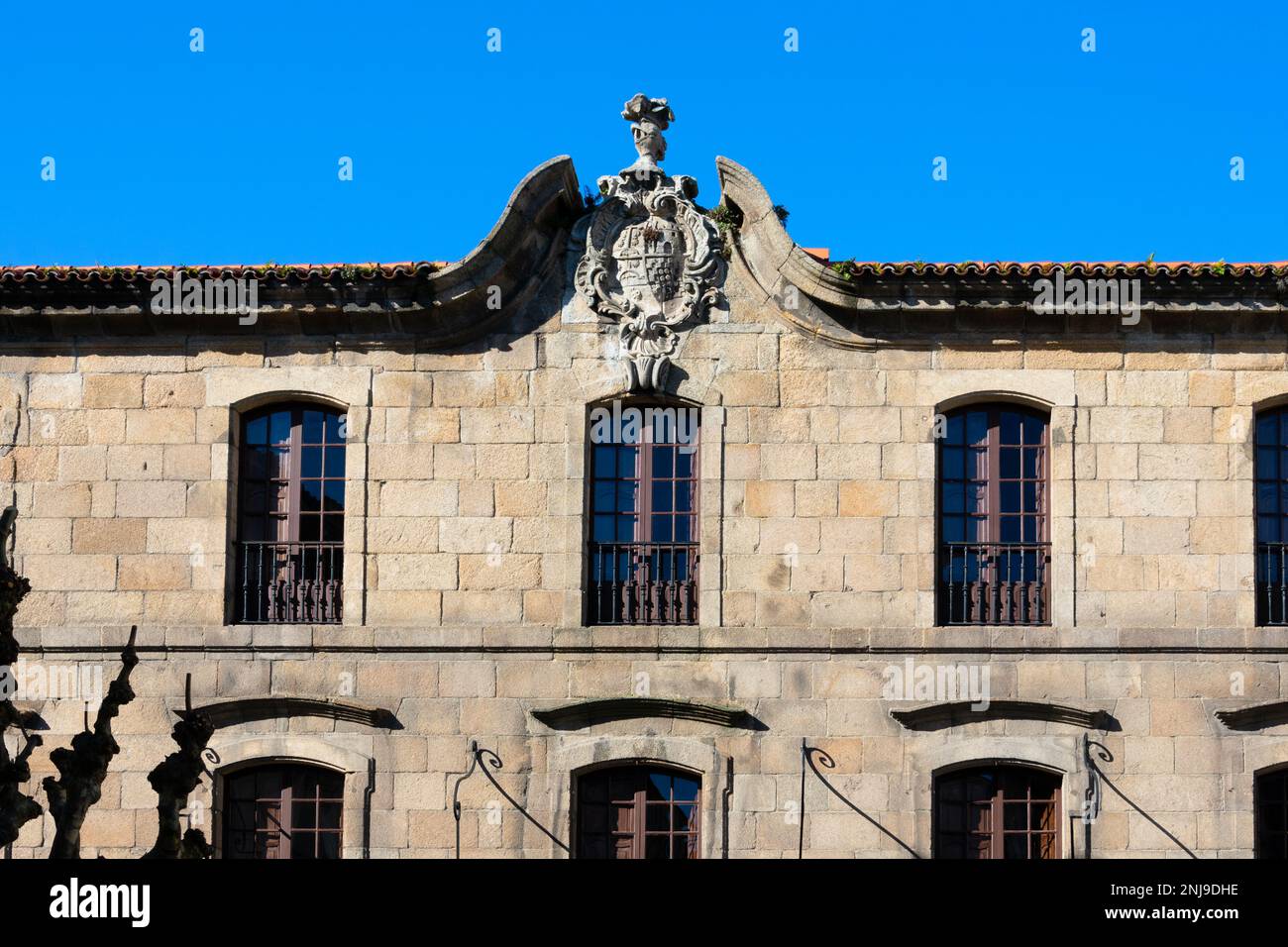 A Coruna, la Coruna. Galizia, Spagna. Febbraio 2, 2023. Pazo Cornide facciata, una casa galiziana tradizionale Foto Stock