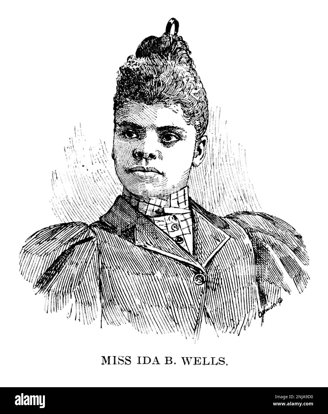 Center Ida B. Wells, 1862 – 1931, è stato un giornalista investigativo americano, educatore e primo leader nel movimento per i diritti civili, illustrazione vintage dal 1894 Foto Stock