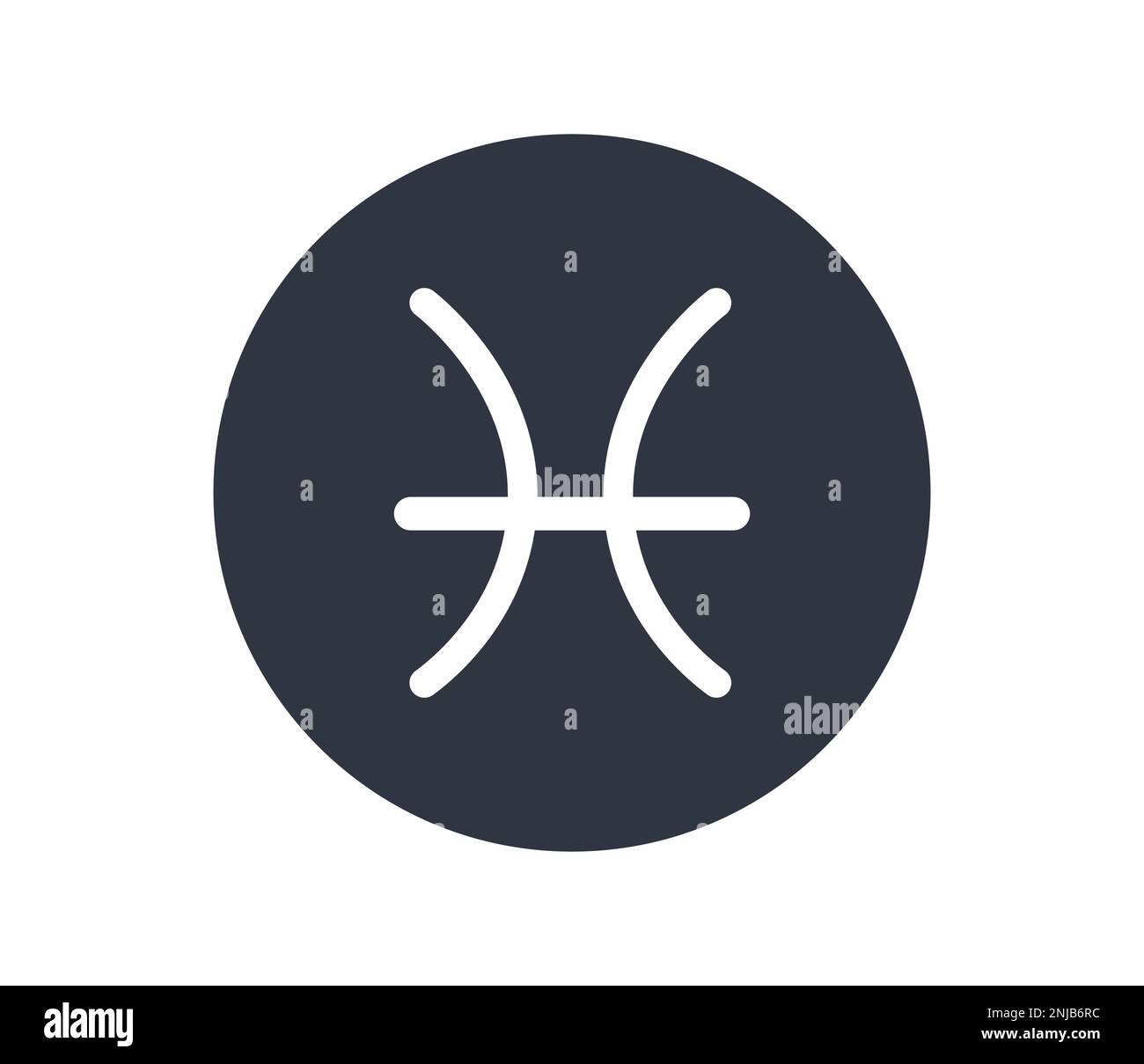 Segno astrologico isolato dei Pesci in un cerchio nero. Illustrazione Vettoriale
