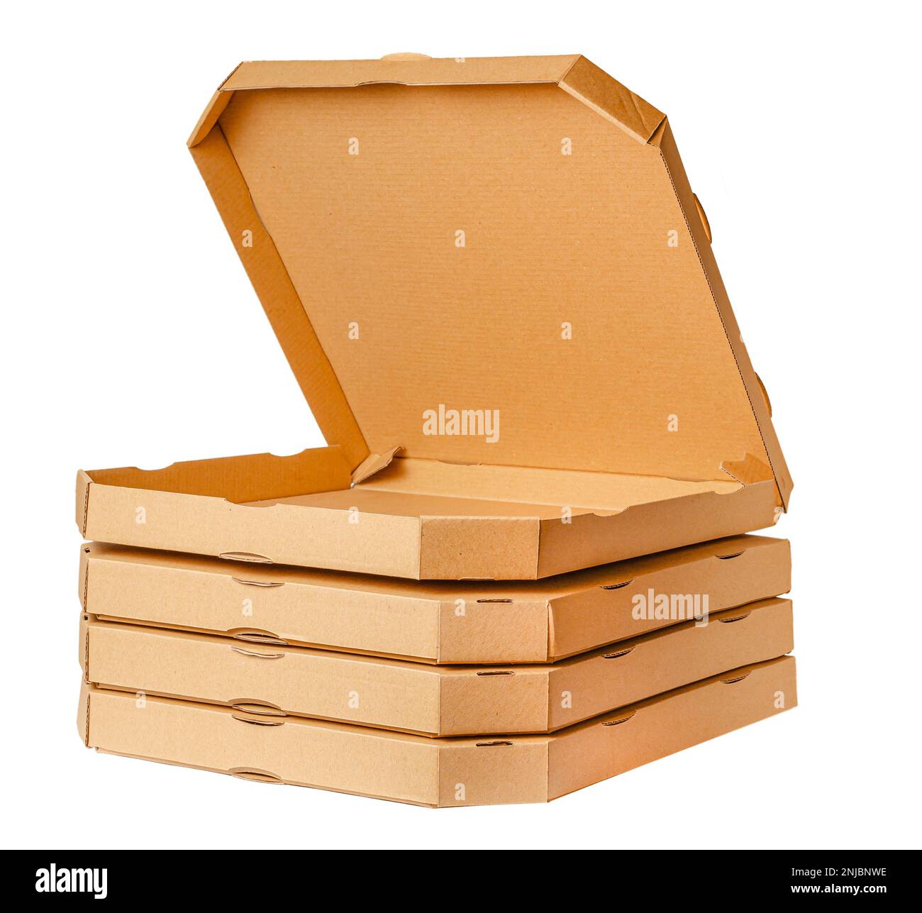 Aprire la scatola della pizza isolata su sfondo bianco con percorso di ritaglio Foto Stock