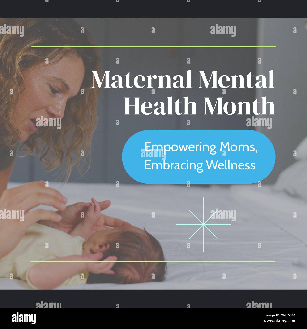 Composizione del mese di salute mentale materna testo sulla madre caucasica che gioca con il bambino Foto Stock