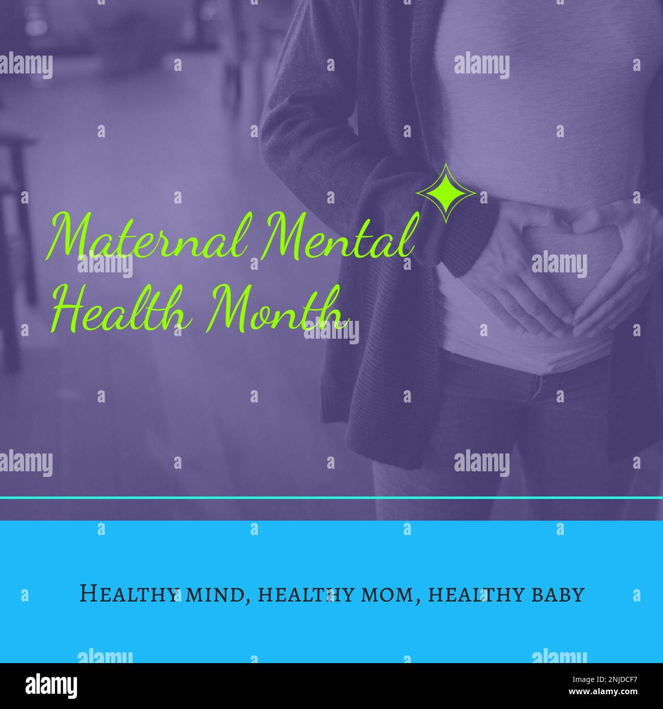 Composizione del mese di salute mentale materna testo su donna incinta caucasica Foto Stock