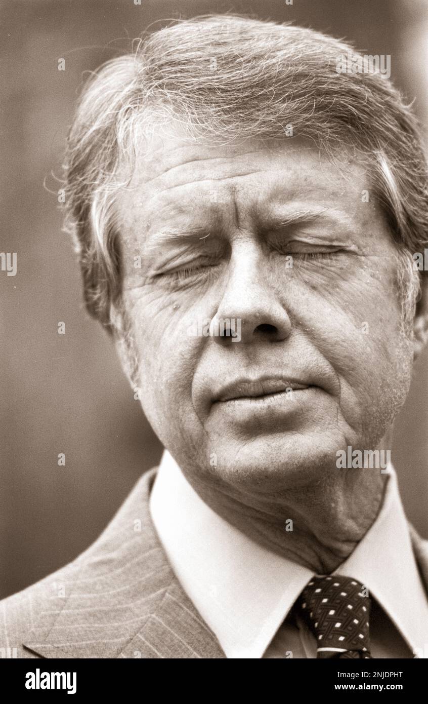 Il presidente Jimmy carter a casa sua in pianura, Georgia - 1977. Foto Stock