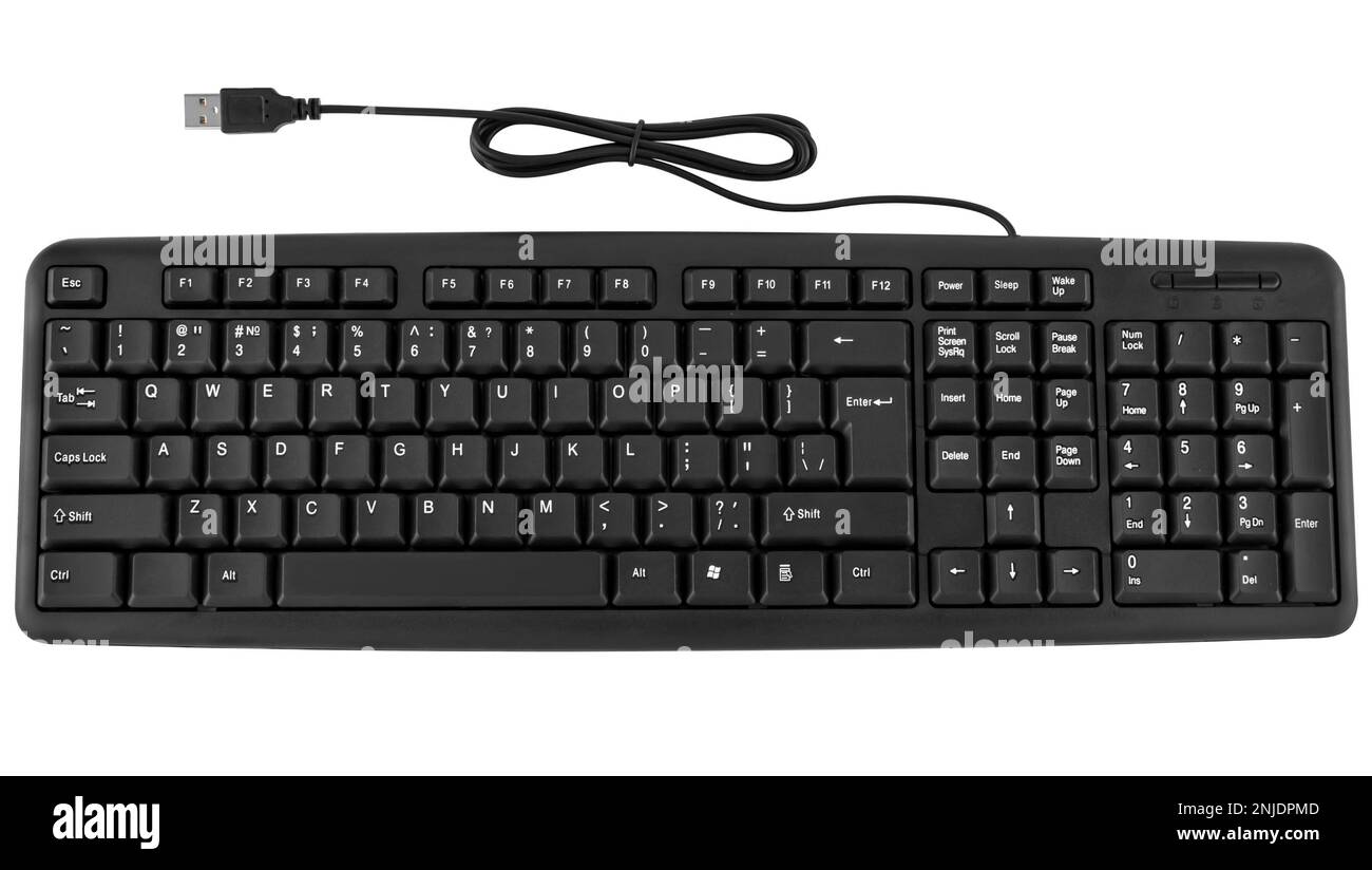 tastiera per computer, accessori per pc, isolata su sfondo bianco Foto Stock