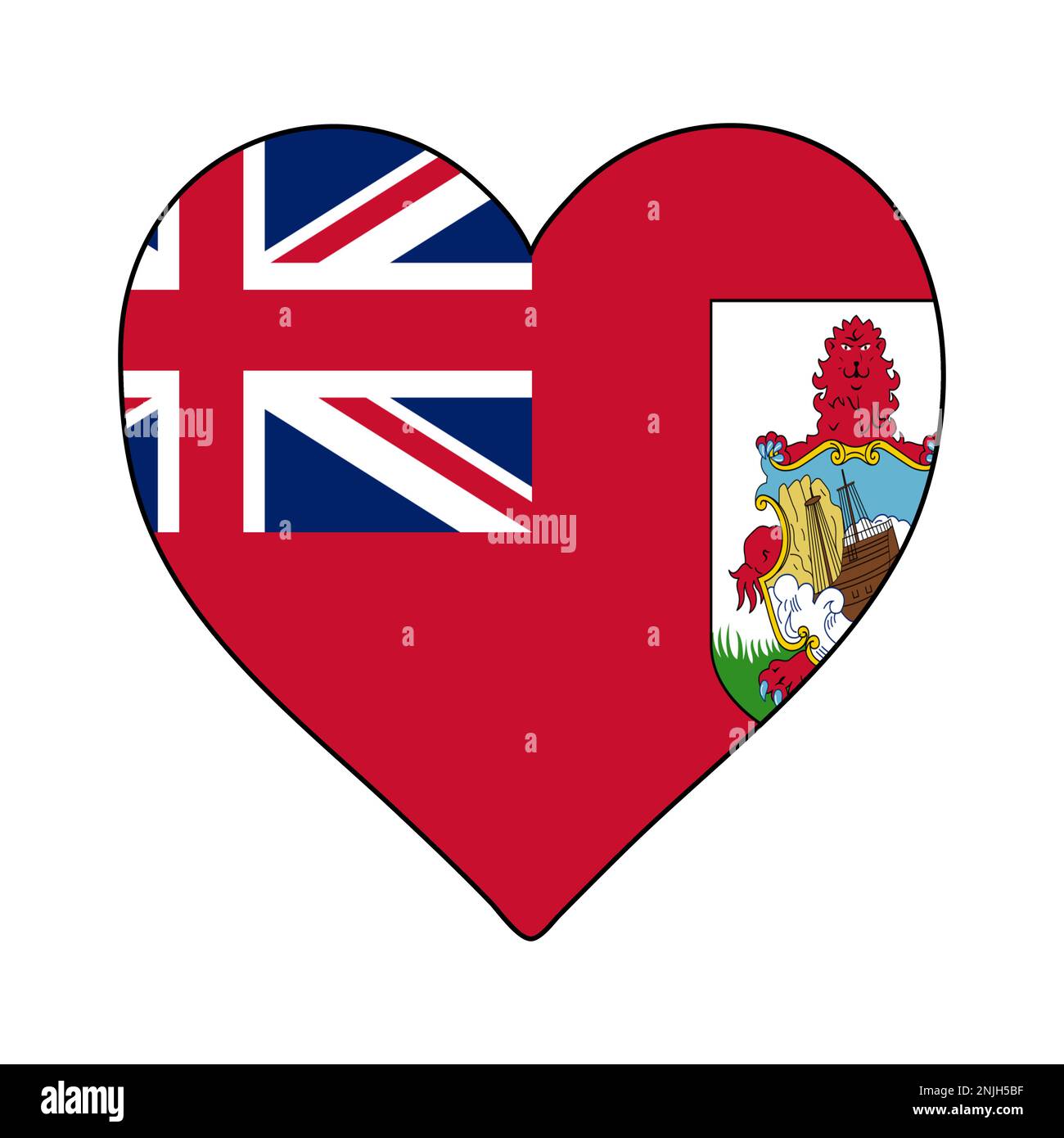 Bermuda Heart Shape Flag. Amore Bermuda. Visita Bermuda. Nord America. America. Disegno grafico dell'illustrazione vettoriale. Illustrazione Vettoriale