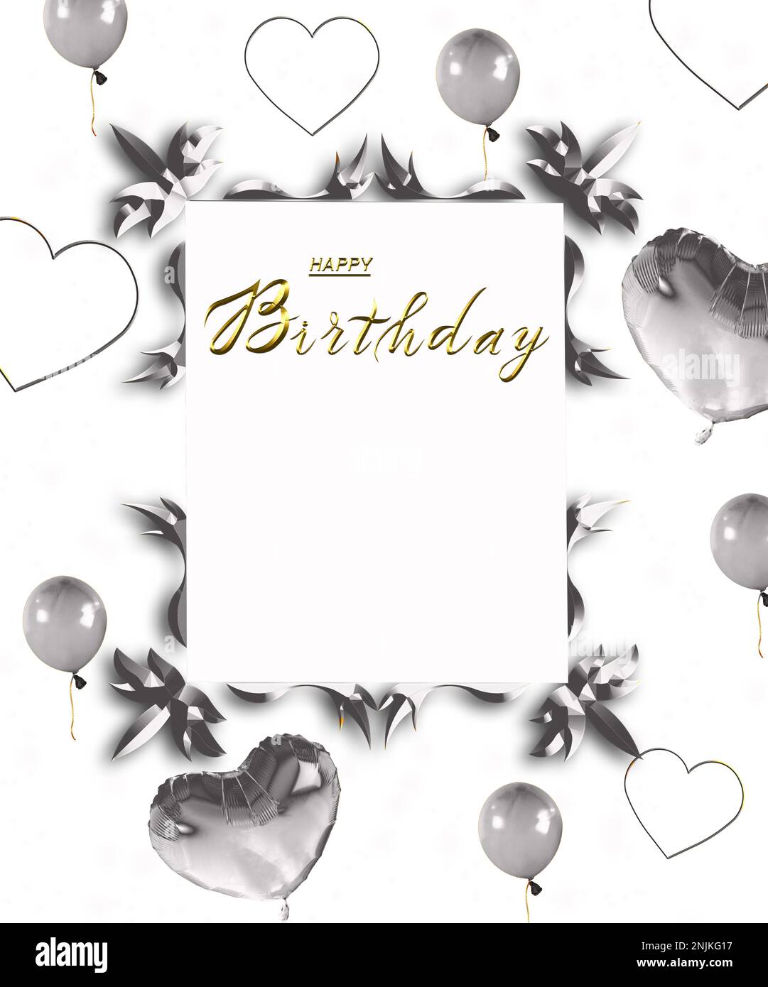 Bella carta buon compleanno con palloncini Foto Stock