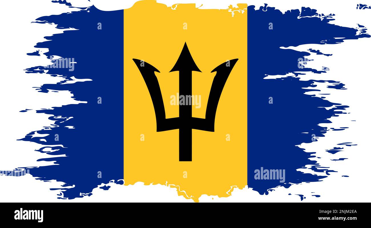 Barbados bandiera grunge pennello immagine a colori, vettore Illustrazione Vettoriale