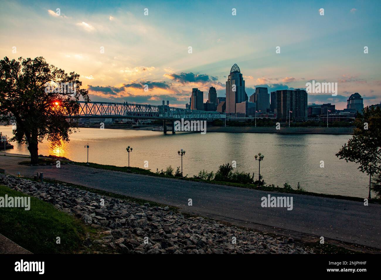 Cincinnati Ohio al tramonto Foto Stock