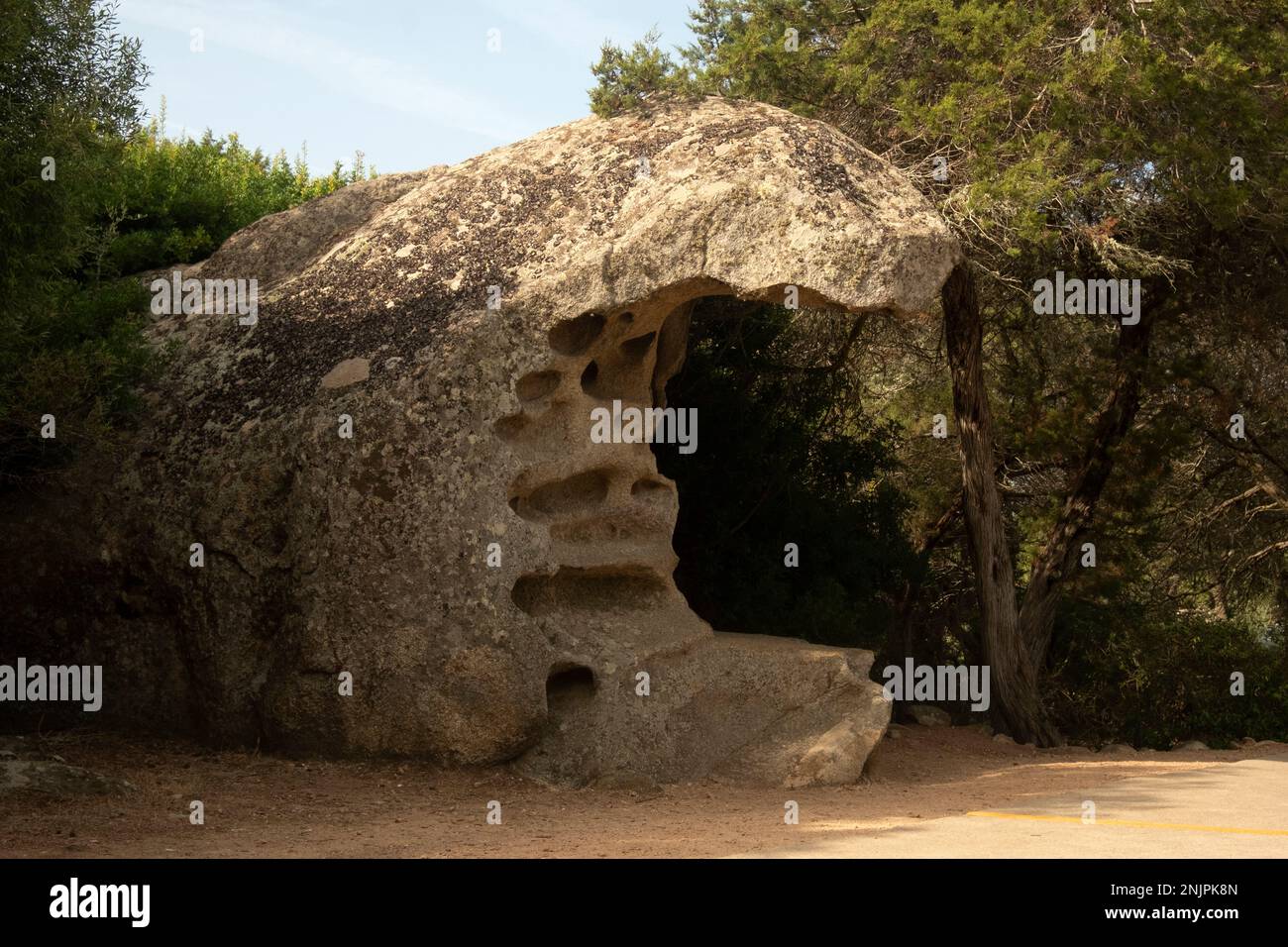Formazioni rocciose bizzarre, rocce tafoniche appassite nell'isola di Caprera, Palau, Sardegna, Italia Foto Stock
