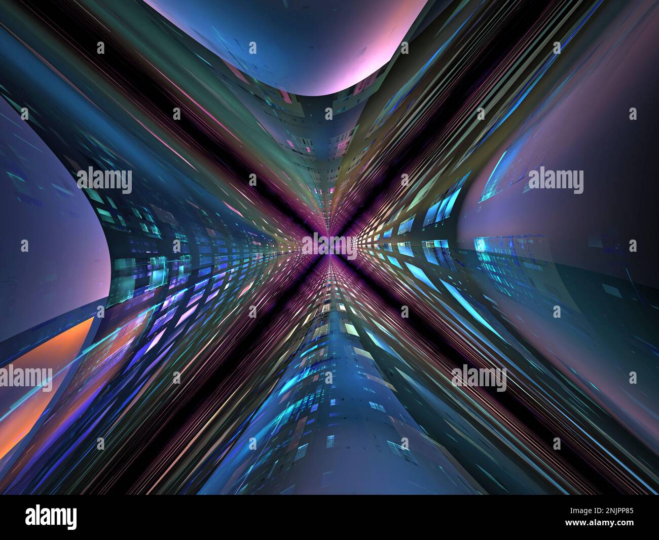 strutture grafiche tridimensionali per i temi della tecnologia, della comunicazione, dell'informazione digitale Foto Stock