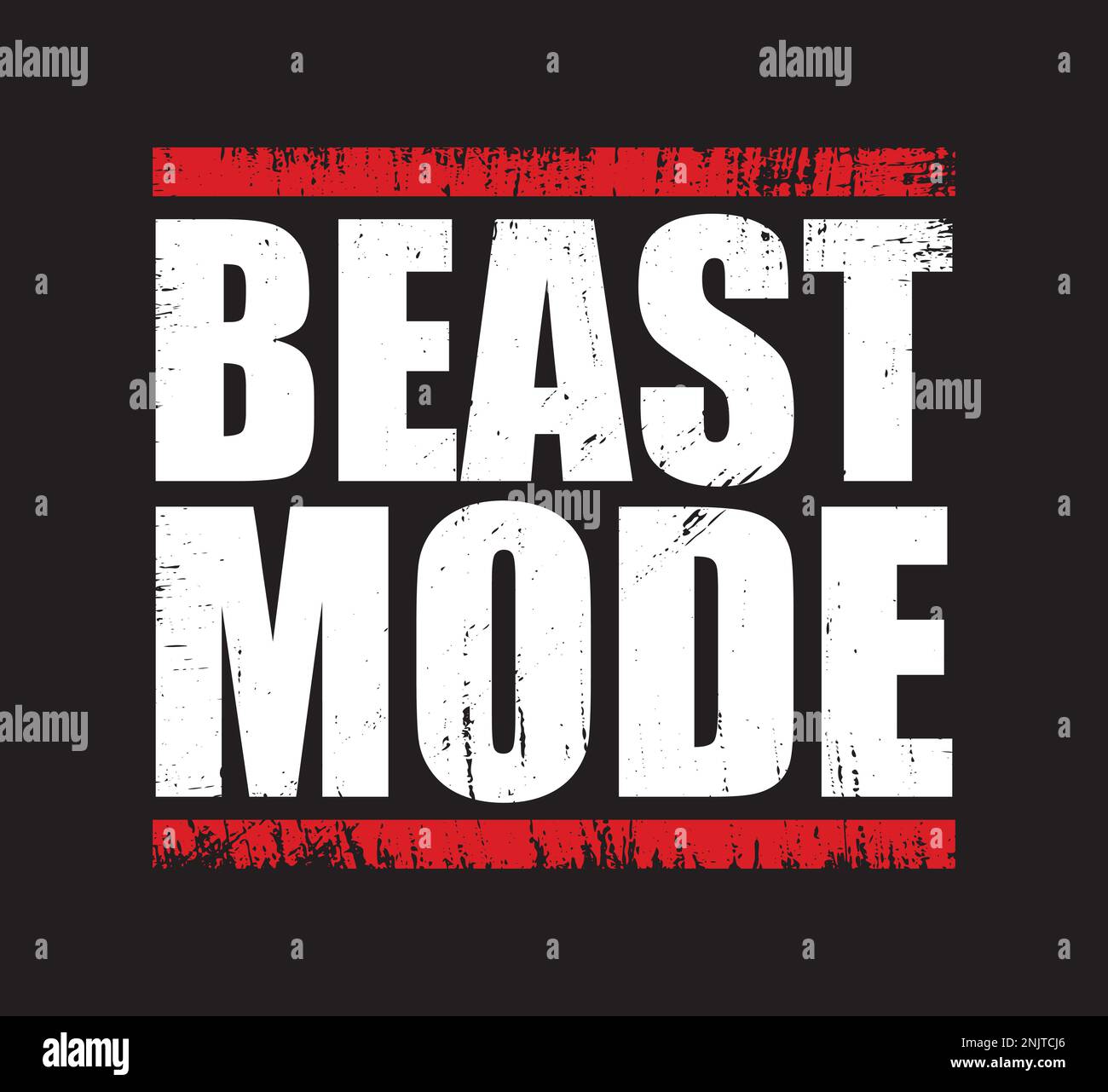 BEAST MODE palestra Fitness T-shirt Design con effetto grunge. Illustrazione Vettoriale