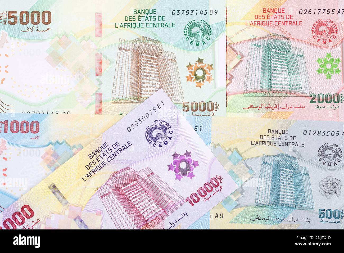 Stati centrafricani denaro - una nuova serie di banconote Foto Stock