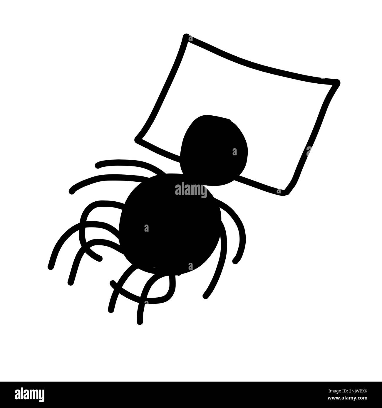 Semplice ragno in stile fumetto. Illustrazione vettoriale isolata su sfondo bianco. Illustrazione Vettoriale