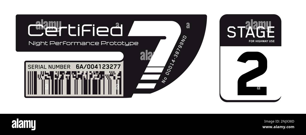 Decalcomania cyberpunk. Adesivo vettoriale, etichetta in stile futuristico. Segni, iscrizioni e simboli sci fi. Illustrazione Vettoriale