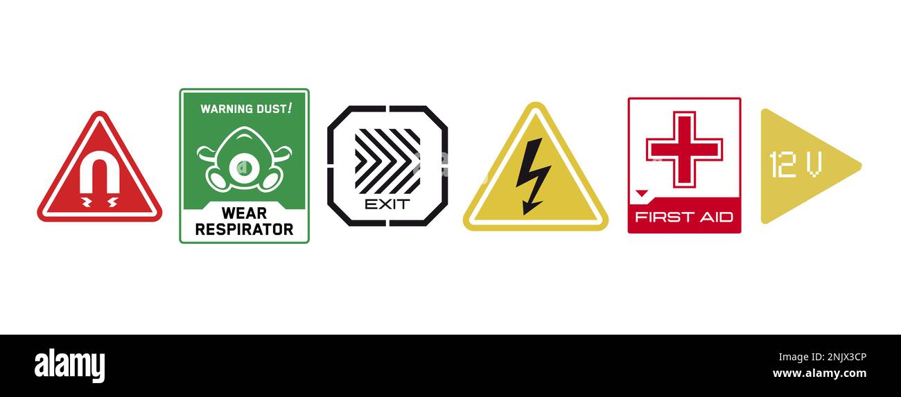 Decalcomania cyberpunk. Adesivo vettoriale, etichetta in stile futuristico. Segni, iscrizioni e simboli sci fi. Illustrazione Vettoriale