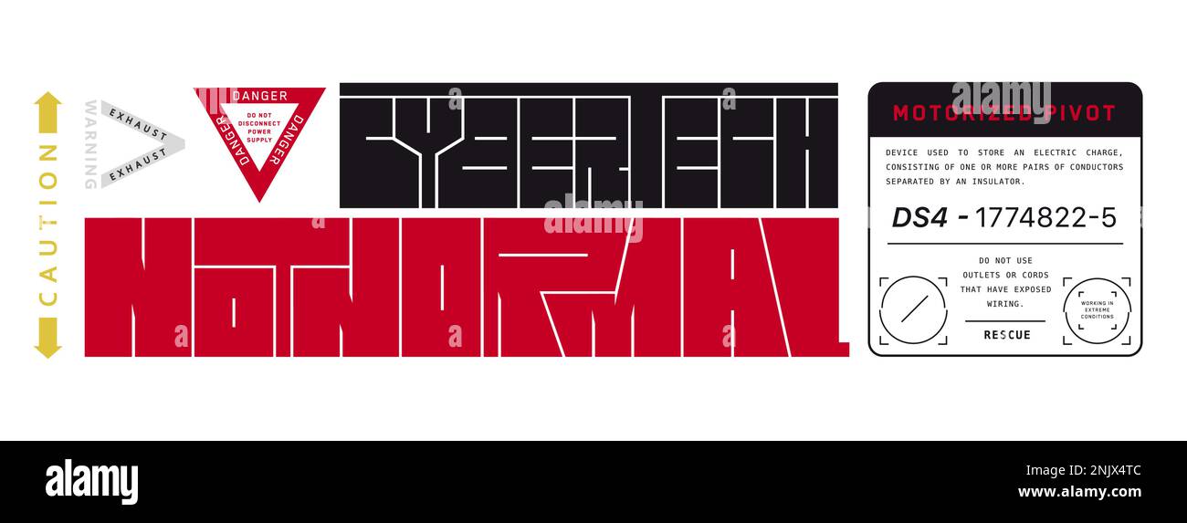 Decalcomania cyberpunk. Adesivo vettoriale, etichetta in stile futuristico. Segni, iscrizioni e simboli sci fi. Illustrazione Vettoriale