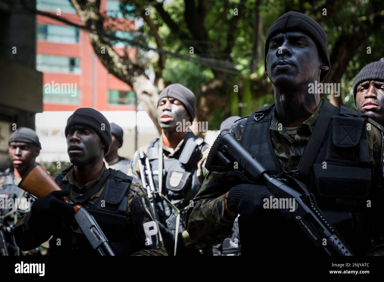 Salvador, Bahia, Brasile - 07 settembre 2016: I soldati delle forze speciali dell'esercito sfilano il giorno dell'indipendenza brasiliana nella città di Salvador, Bahia. Foto Stock