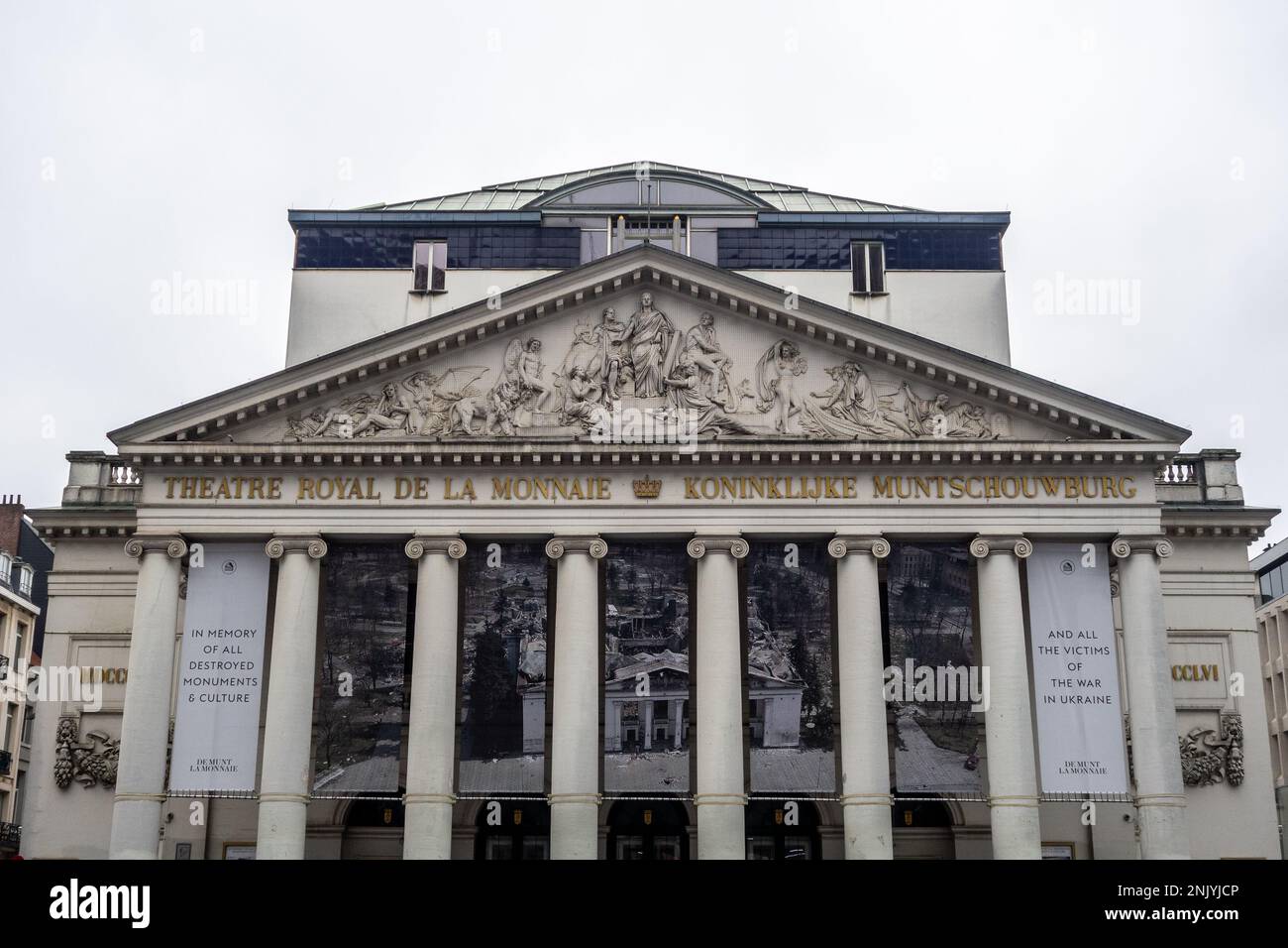 Bruxelles, Belgio, 23 gennaio 2023, il Teatro reale di la Monnaie, De Koninklijke Muntschouwburg in olandese, è un teatro lirico situato nel centro della città Foto Stock