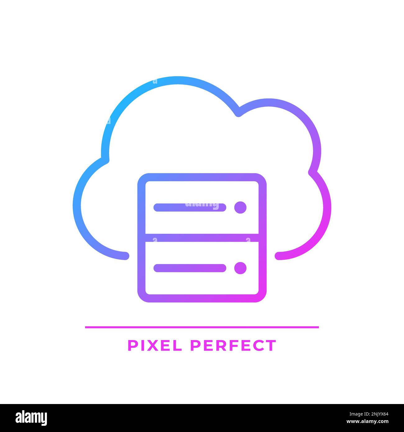 Icona vettore lineare gradiente perfetto pixel server cloud Illustrazione Vettoriale