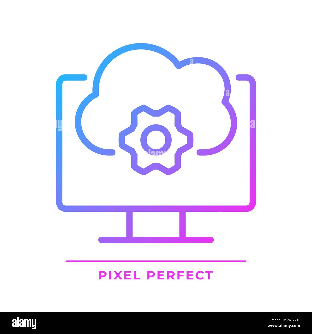 Icona del vettore lineare pixel Perfect Gradient del software basato su cloud Illustrazione Vettoriale