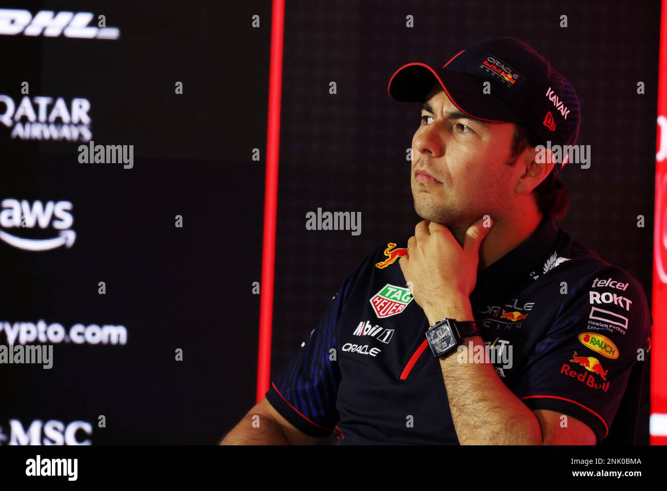 Sergio Perez (MEX) Red Bull Racing alla FIA Press Conference. 23.02.2023. Test di formula 1, Sakhir, Bahrein, giorno uno. Il credito fotografico dovrebbe essere: XPB/immagini dell'Associazione Stampa. Foto Stock