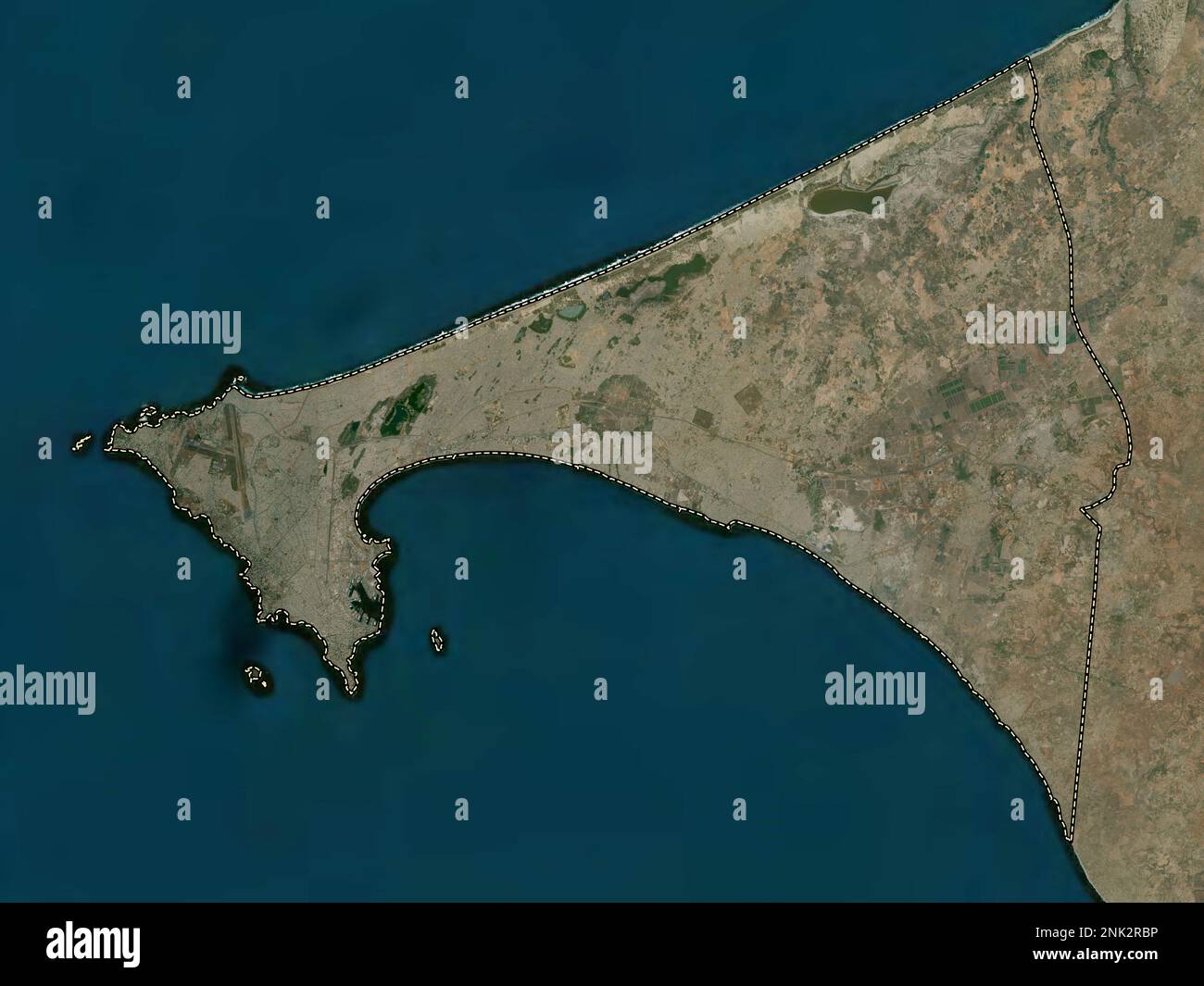 Dakar, regione del Senegal. Mappa satellitare ad alta risoluzione Foto Stock