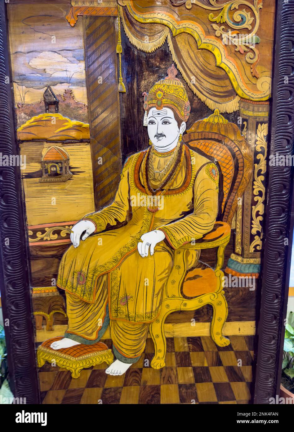 dio indù indiano dipinto a mano su tela di legno con cornice. Messa a fuoco selettiva sull'oggetto. Foto Stock