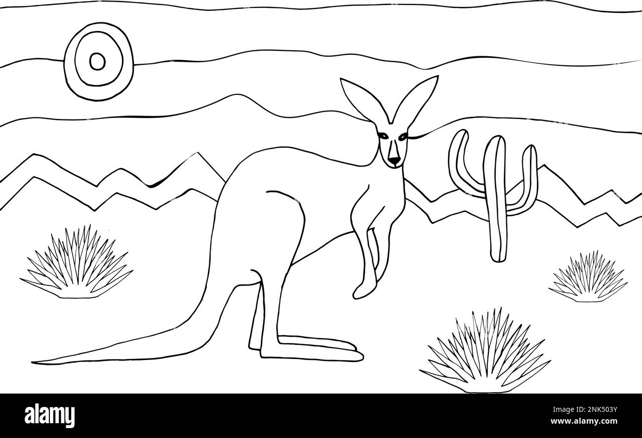 Pagina del colorong del vettore dei canguri Illustrazione Vettoriale