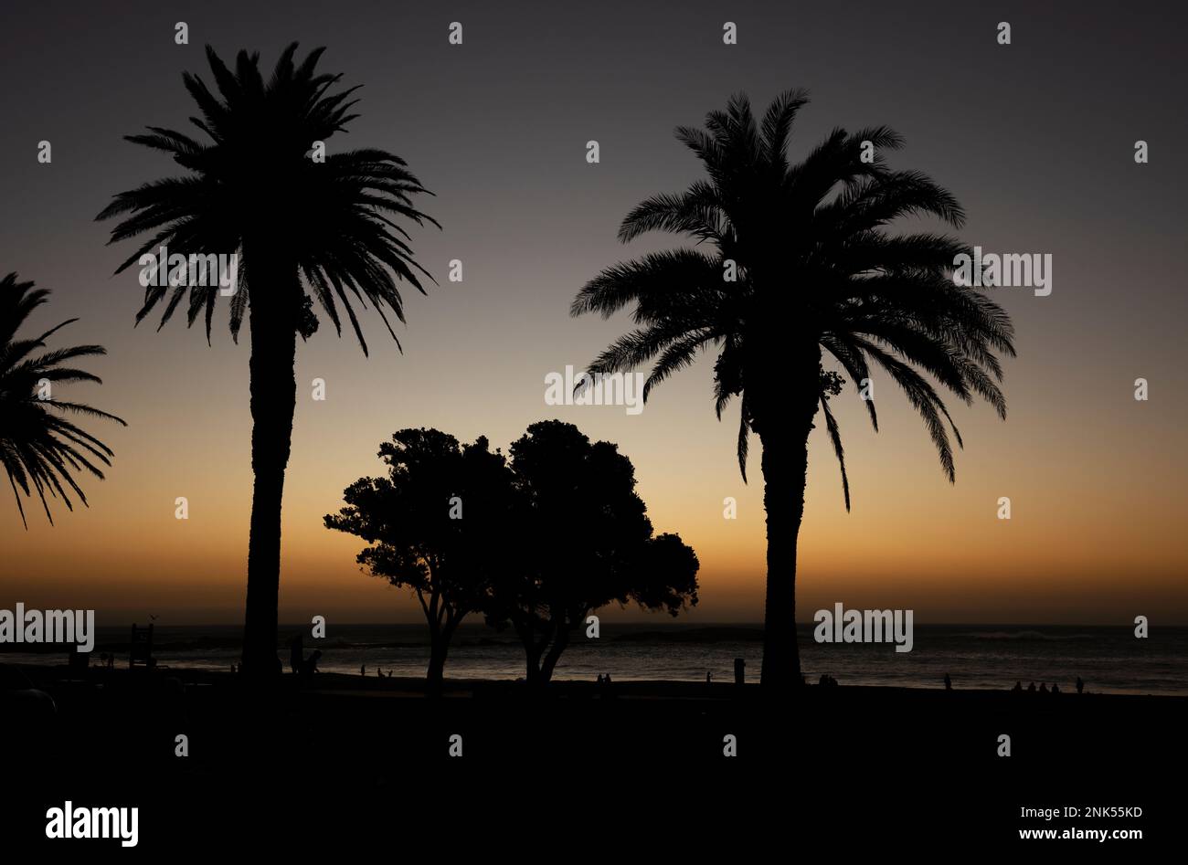Camps Bay al tramonto, Sudafrica Foto Stock