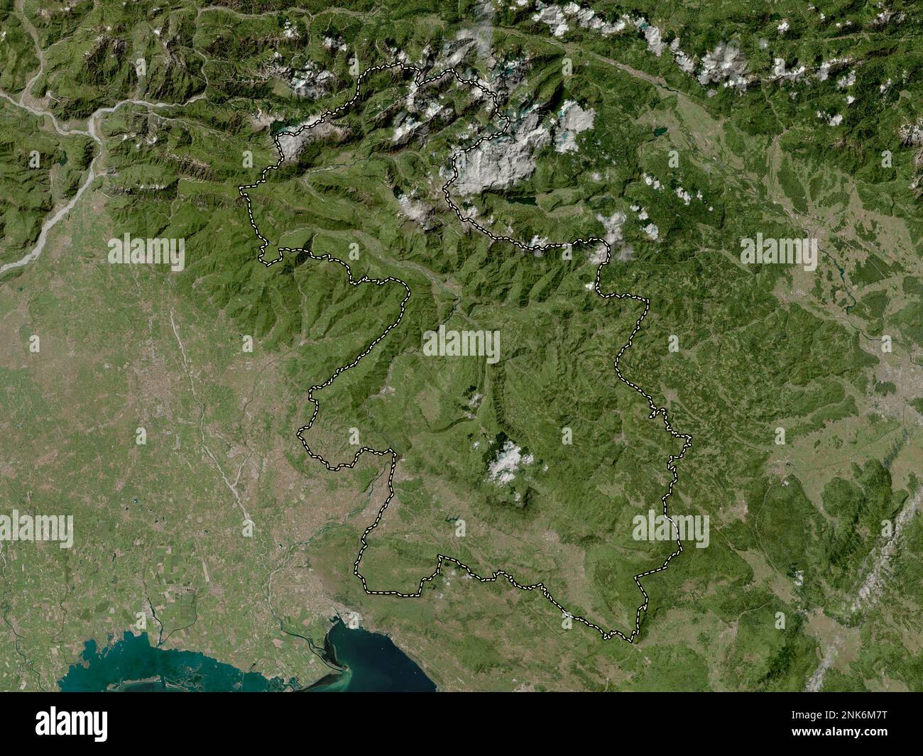 Goriska, regione statistica della Slovenia. Mappa satellitare ad alta risoluzione Foto Stock