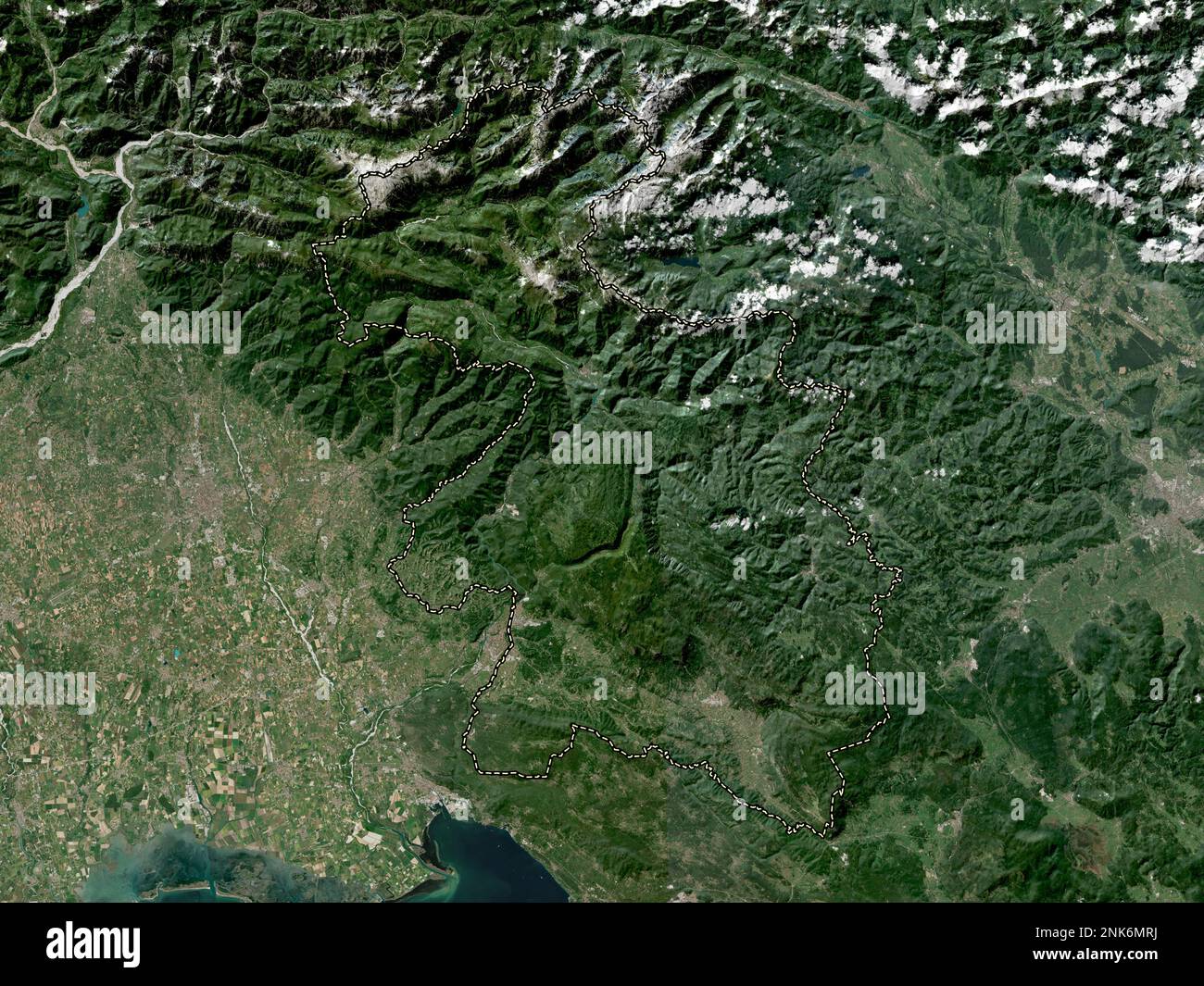 Goriska, regione statistica della Slovenia. Mappa satellitare a bassa risoluzione Foto Stock