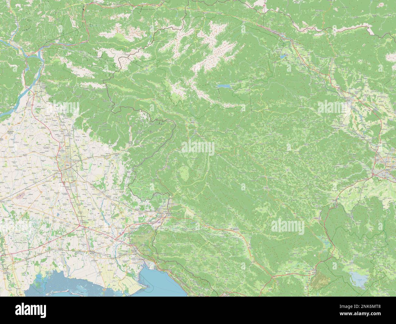 Goriska, regione statistica della Slovenia. Aprire la mappa stradale Foto Stock
