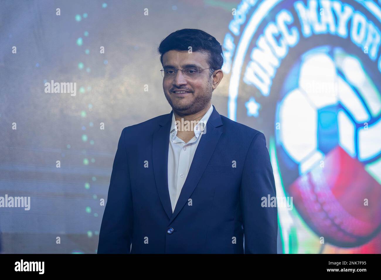 Dhaka, Bangladesh. 23rd Feb, 2023. La leggenda del cricket indiano Saurav Gangurly è vista durante il grande programma di lancio della Dhaka North City Corporation Mayor Cup 2023 come ospite principale. Saurav Gangurly popolarmente noto come Dada ex capitano dell'India e consiglio di controllo per il cricket in India ha visitato Dhaka per partecipare al grande programma di lancio della Dhaka North City Corporation Mayor Cup 2023 come ospite principale. (Foto di Sazzad Hossain/SOPA Images/Sipa USA) Credit: Sipa USA/Alamy Live News Foto Stock