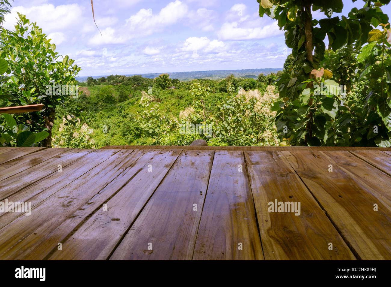 Bellissimo paesaggio con cielo nuvoloso in collina a Bandarban Bangladesh. Vista aerea di un bellissimo paesaggio di montagna con nuvole basse, Bandarban, Banglad Foto Stock