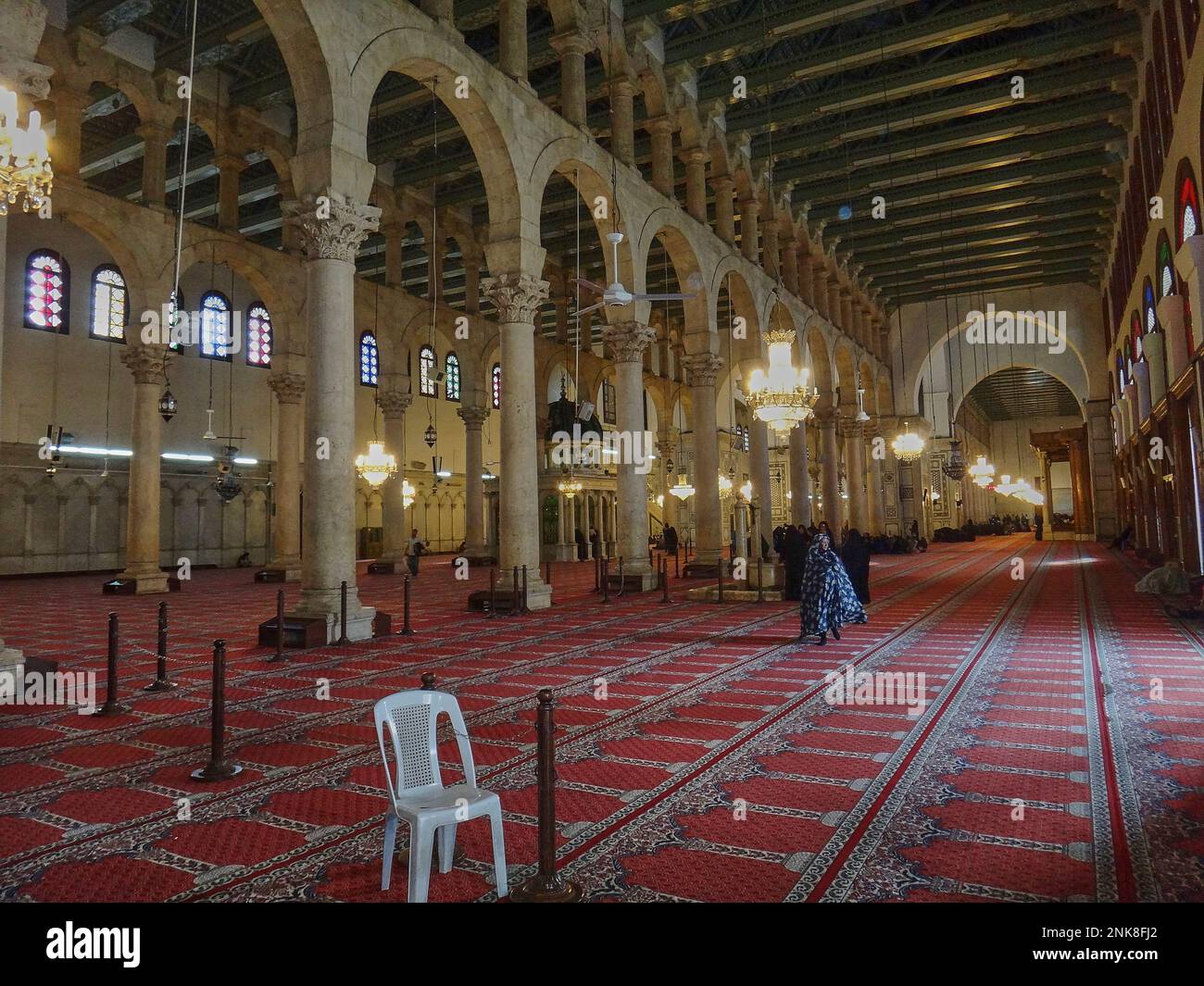 Damasco, Siria - 04 16 2011: Interno della moschea di omayyad nel centro della città di Damasco, in Siria. Foto Stock