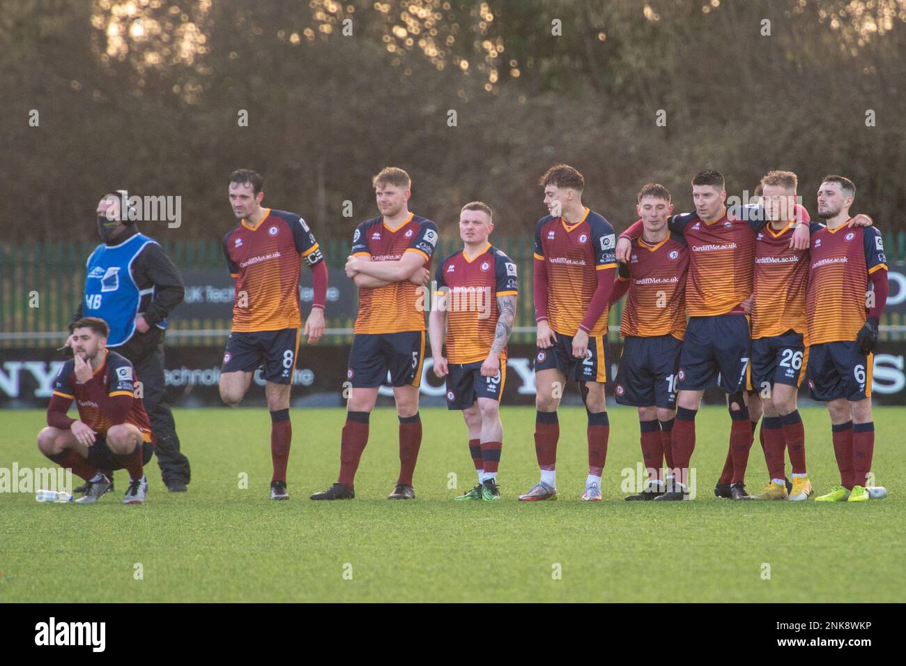 Bridgend, Galles 06 febbraio 2022. Nathaniel MG Cup finale tra Connah's Quay Nomads e Cardiff Metropolitan University. Foto Stock