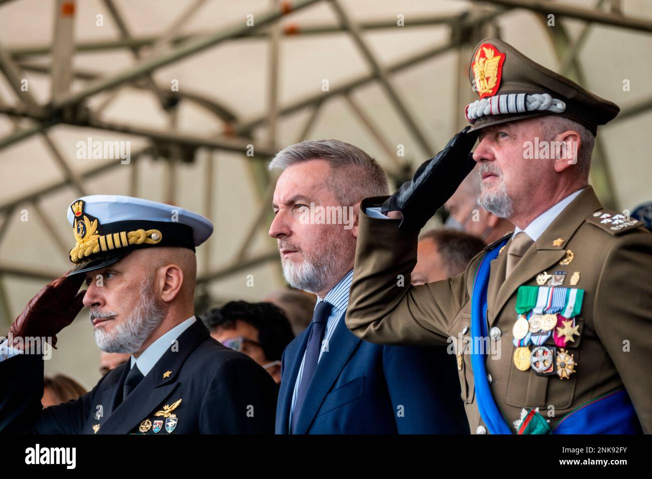 From left, Admiral Giuseppe Cavo Dragone, the Chief of Defence of Italy