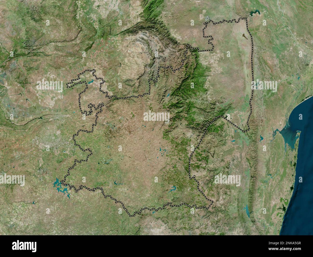 Mpumalanga, provincia del Sud Africa. Mappa satellitare ad alta risoluzione Foto Stock