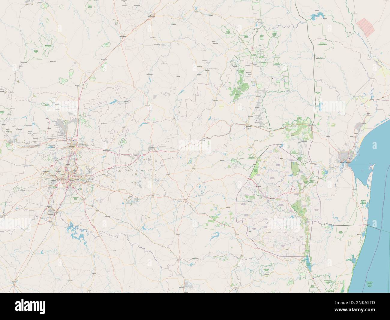 Mpumalanga, provincia del Sud Africa. Aprire la mappa stradale Foto Stock